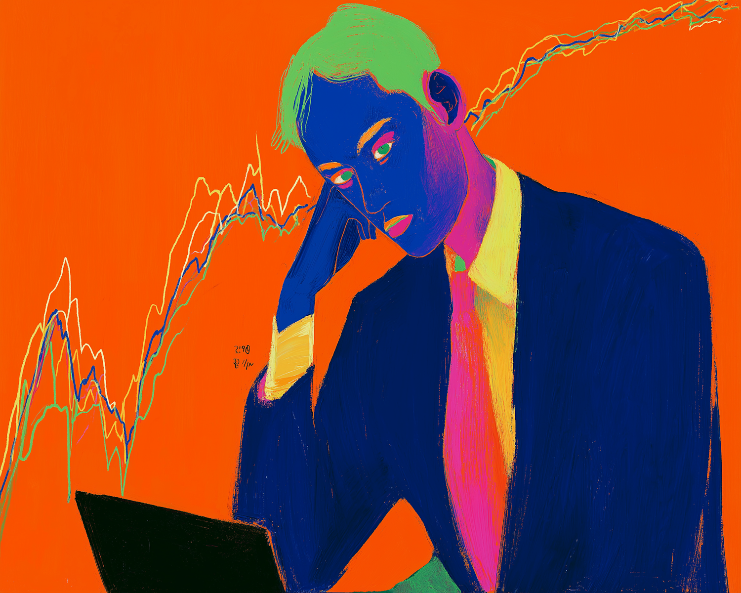 A business professional looking concerned while reviewing documents, symbolizing the potential legal and reputational risks associated with AI hallucinations.