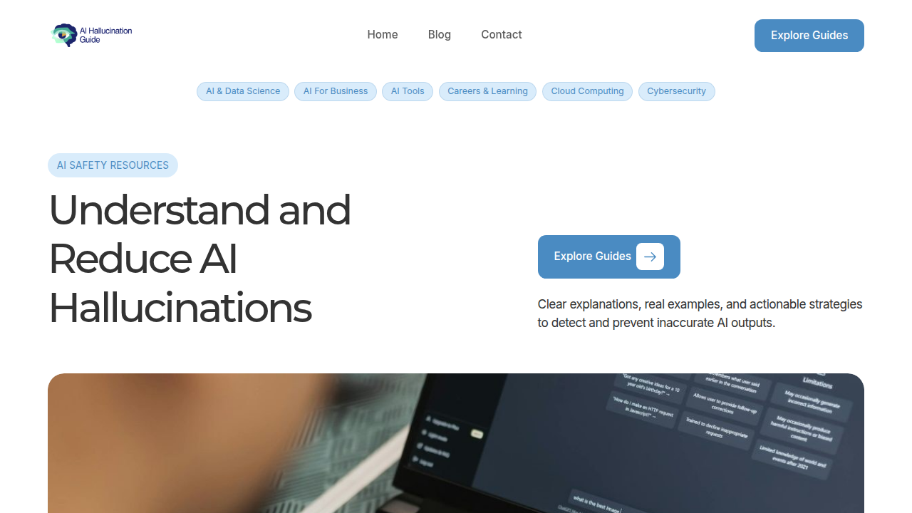 The homepage of a resource dedicated to understanding and mitigating AI hallucinations, offering comparisons of AI platforms.