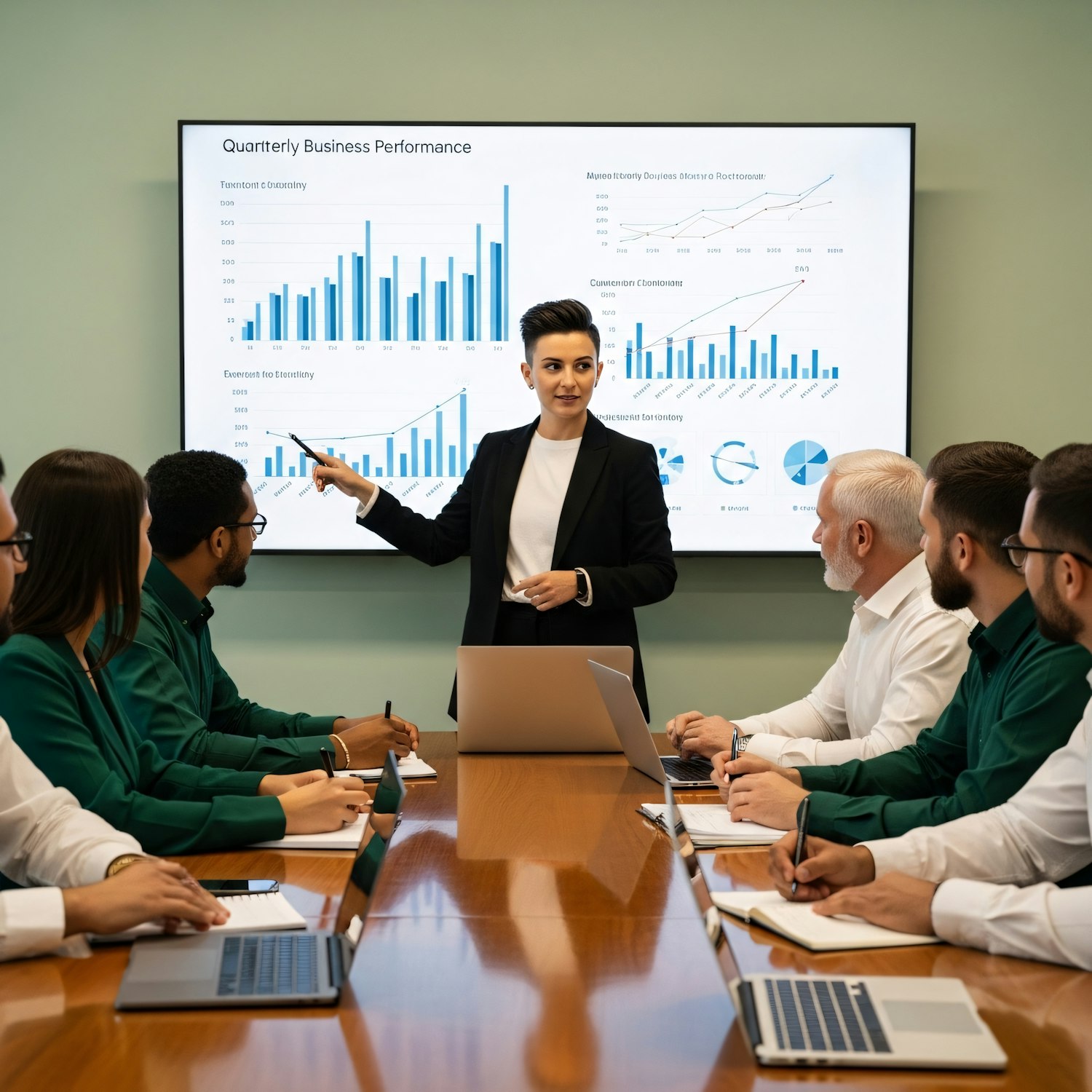 A team of business professionals looking concerned or confused while reviewing a report, illustrating the real cost of AI hallucinations through poor decisions.