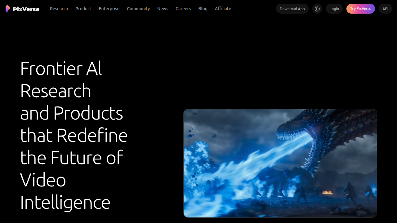 The official homepage for PixVerse AI, demonstrating where users can input prompts or upload images to guide video generation.