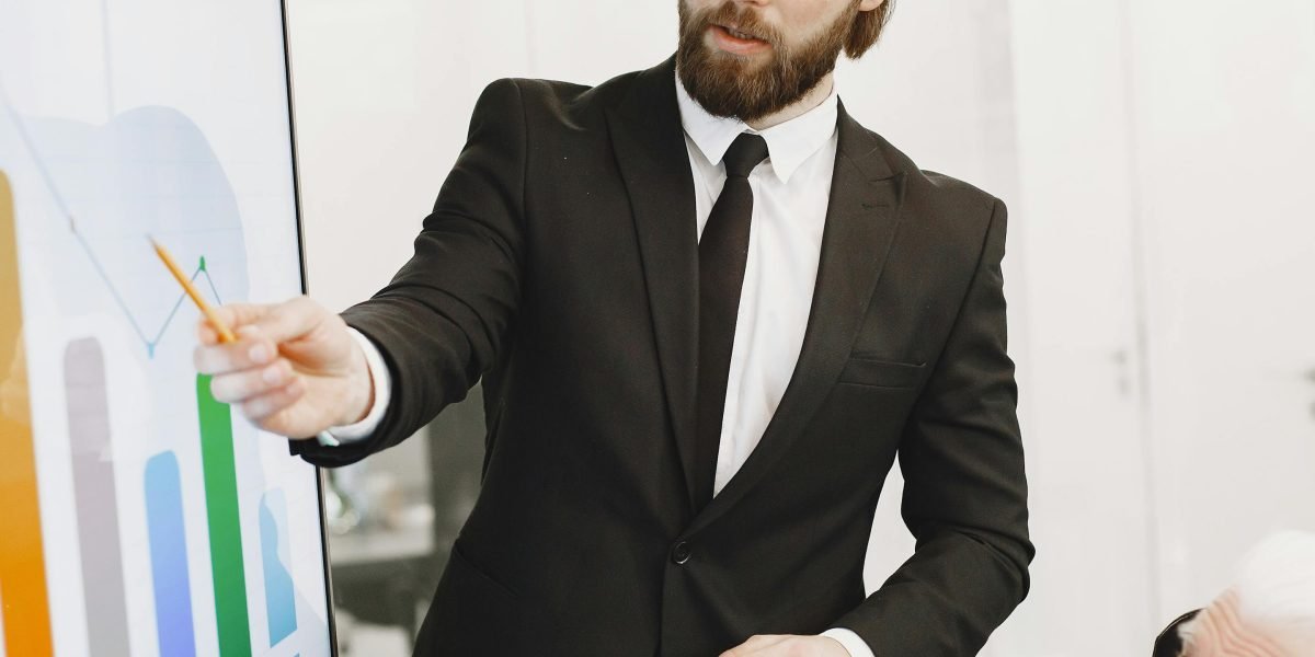 A professional presenting complex information, emphasizing the value of specialized knowledge and analytical skills.