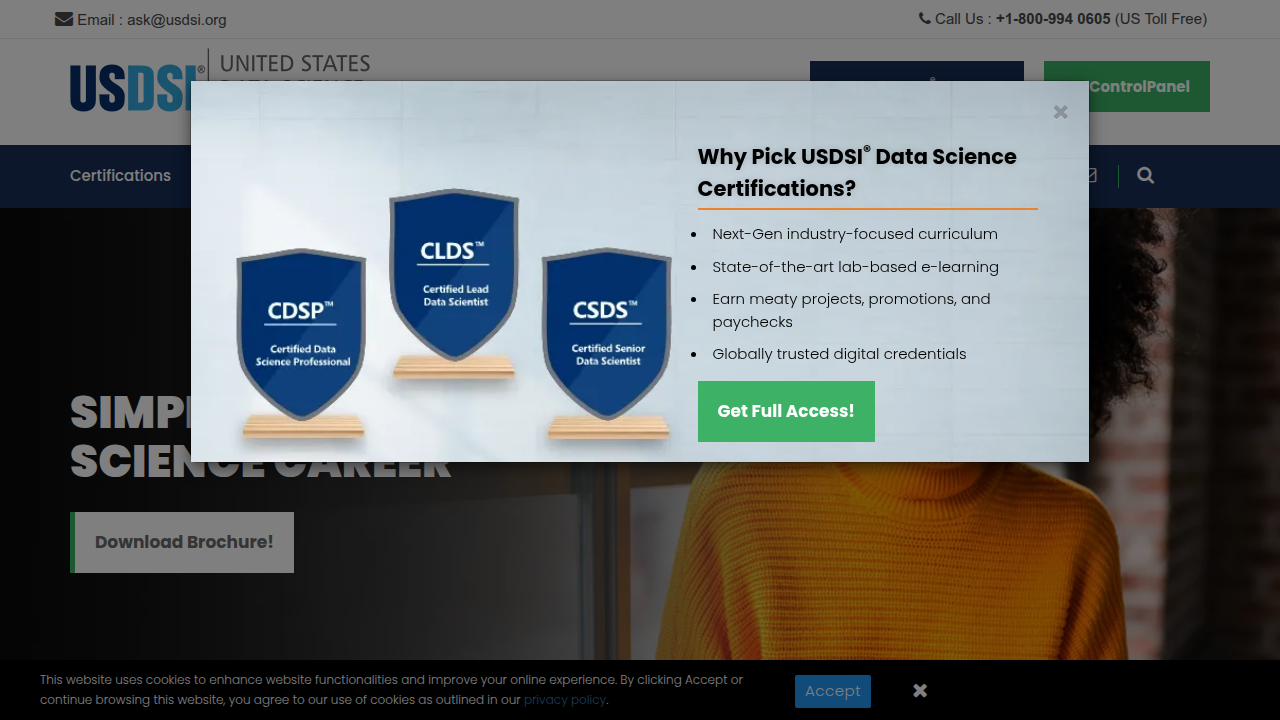 The homepage of the US Data Science Institute, a source for insights into the growing data engineering market.