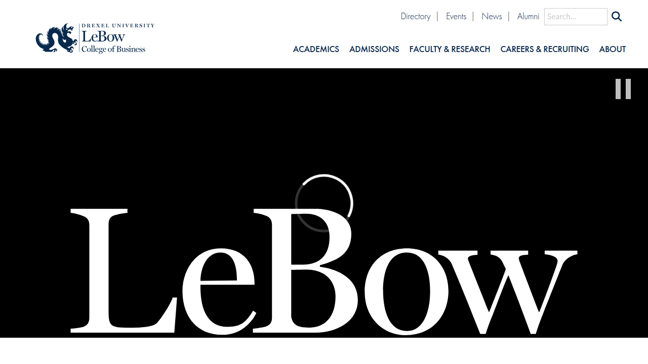 Homepage of Drexel University's LeBow College of Business, a source for insights on data integrity and AI readiness.