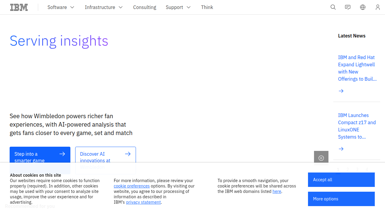 The homepage of IBM, a technology company known for its contributions to data science and AI.